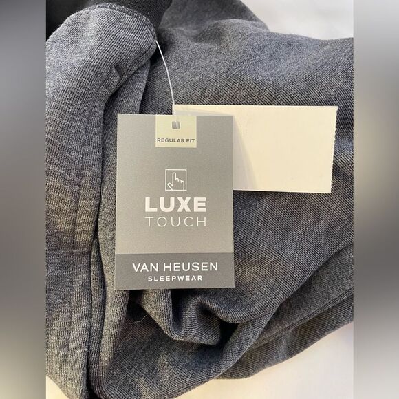 Van Heusen Pajama Pants Gray / Black Trim ButtonFly Adjustable Waist Size XL NWT - Picture 6 of 7